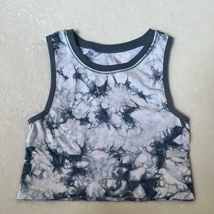 Target Small White/ Blue Tie Die cropped Athletic Tank